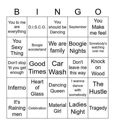 DISCO FEVER Bingo Card