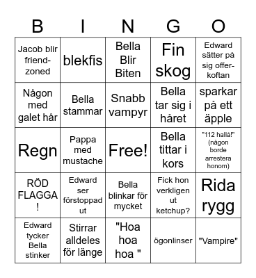 Twilight addition Bingo Card