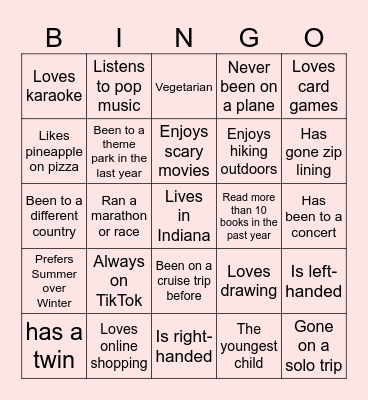 Icebreaker Bingo #1 Bingo Card