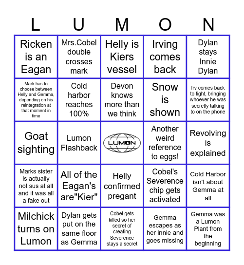 Severence Bingo Card