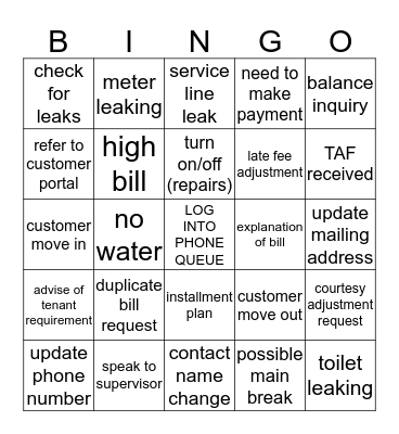 Customer Service Week 2016 Bingo Card