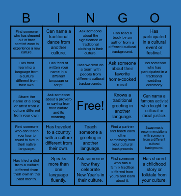 CULTURAL BINGO Card