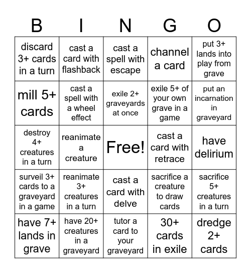 graveyard matters Bingo Card
