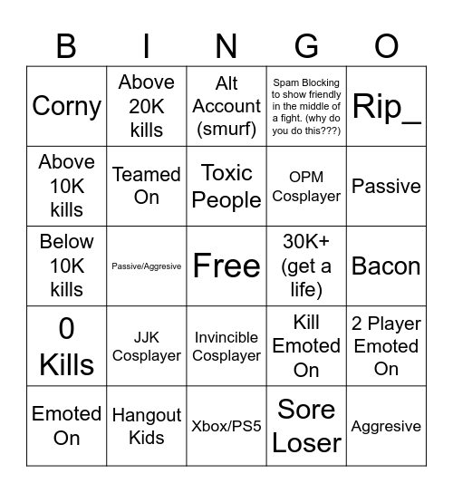 Untitled Bingo Card