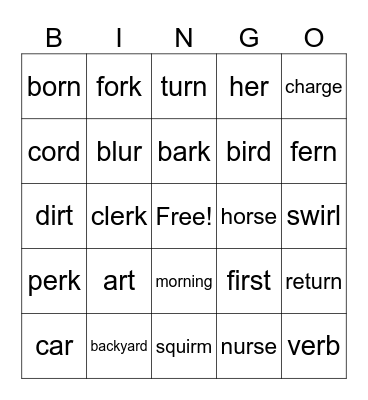 R-Controlled Review Bingo Card