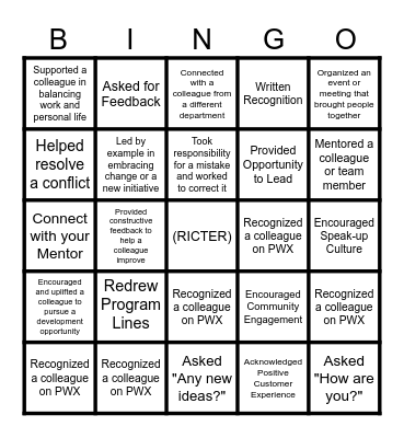 Leadership in Action Bingo Card