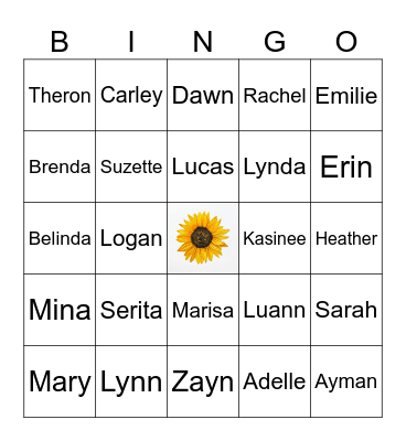 Rachel's Baby Shower Bingo Card