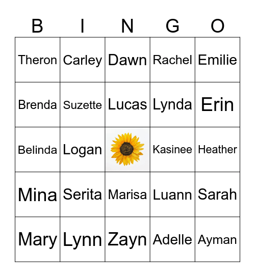 Rachel's Baby Shower Bingo Card