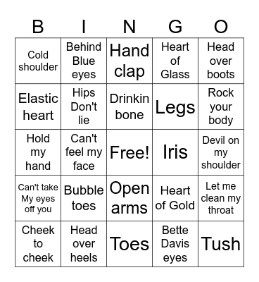 BODY PARTS Bingo Card