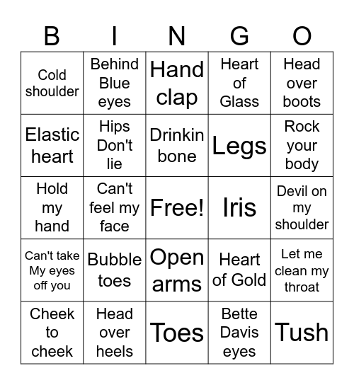 BODY PARTS Bingo Card