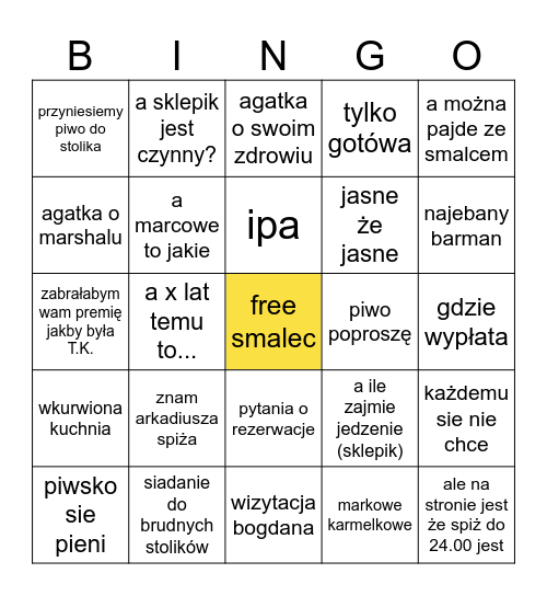 spiż core Bingo Card