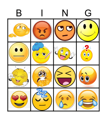 Emotions Bingo Card