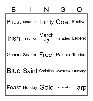 St. Patrick's Day History Bingo Card