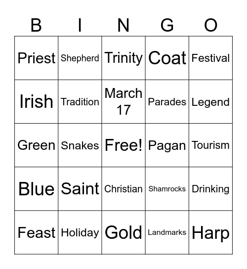 St. Patrick's Day History Bingo Card