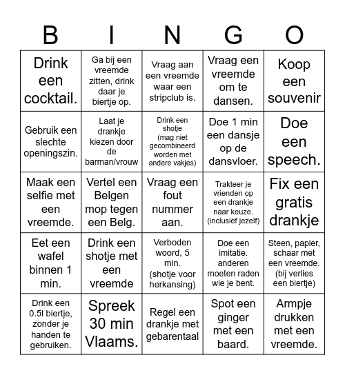 Brugge Bingo Boys Bingo Card