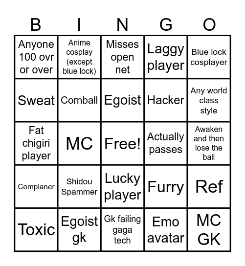 Blue lock rivals bingo Card