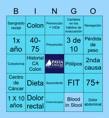 Mes de la Prevención y Concientización del Cáncer Colorrectal Bingo Card