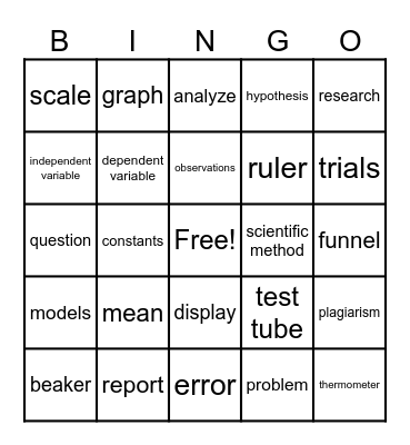 Science Fair Bingo Card