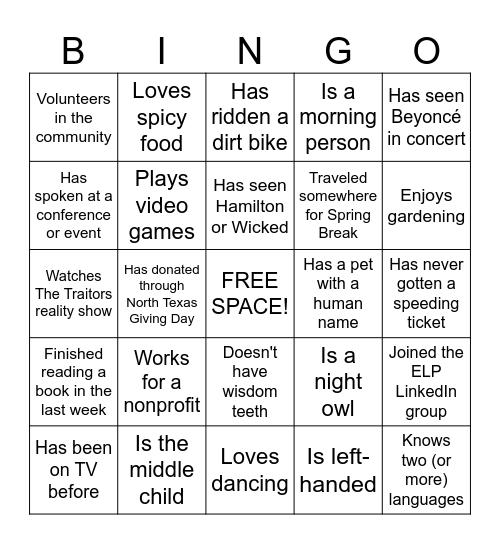 ELP Edition: Find Someone Who... Bingo Card