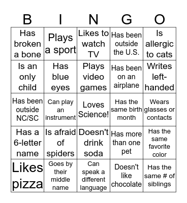 Find Someone Who... Bingo Card
