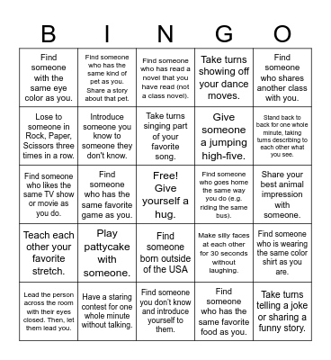 Interactive Human Bingo Card