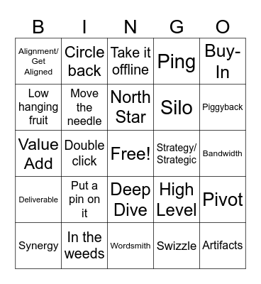 Corporate Jargon Bingo Card