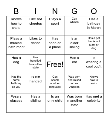 Get to Know You Bingo Card