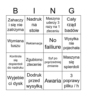 BING PD Bingo Card