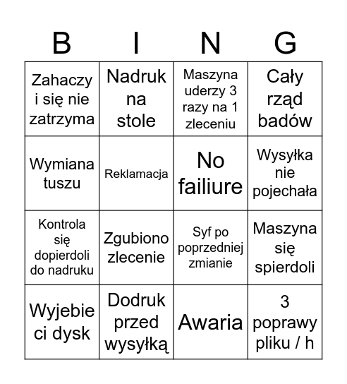 BING PD Bingo Card