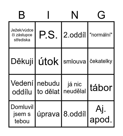 Ajťák Bingo Card