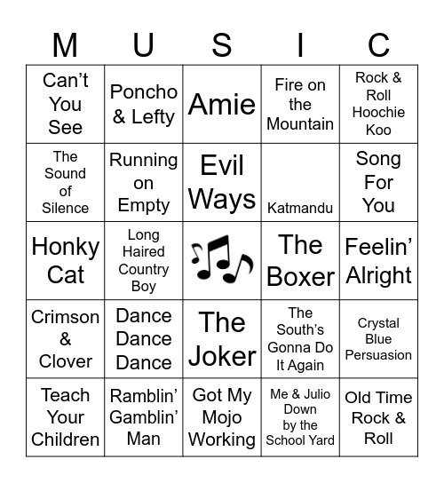 HENRY'S CONCERTS Bingo Card