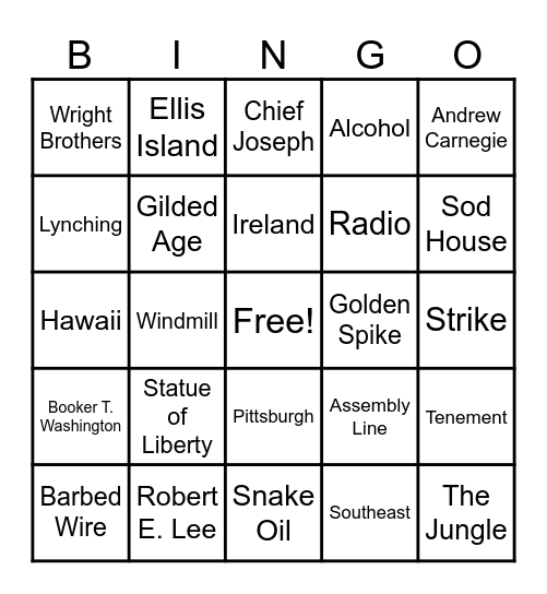 Davis's History Class Bingo - 1st Half Bingo Card