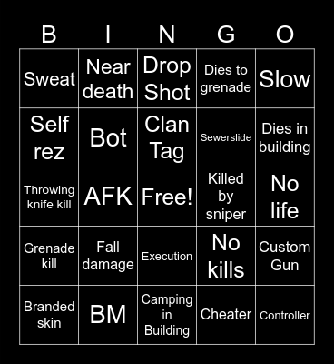 CavedWolf Warzone Bingo Card
