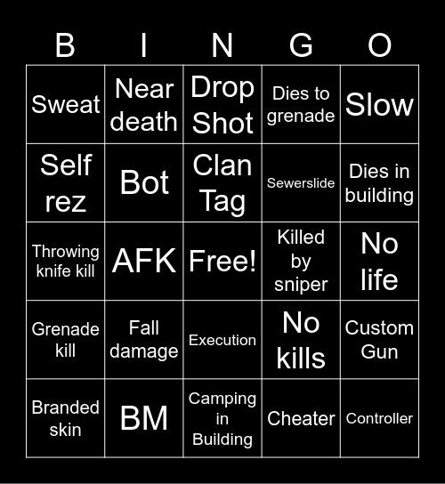 CavedWolf Warzone Bingo Card