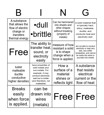 Science Vocab Bingo Card