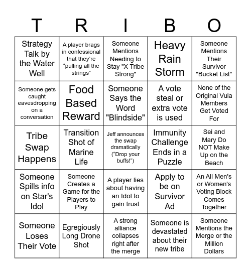 Survivor 48 Episode 4 Bingo Card