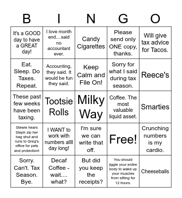 Tax Season Bingo Card