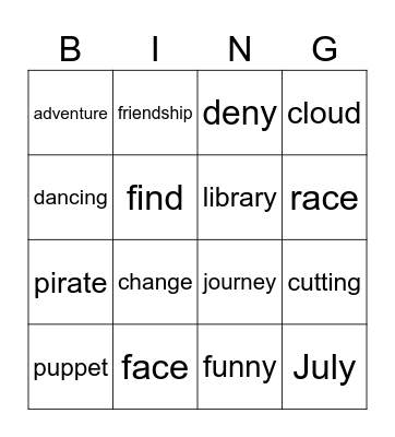 Fonetic Bingo Card