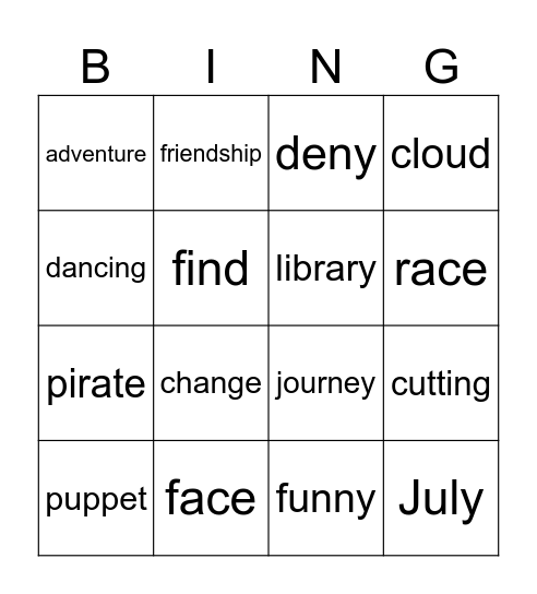 Fonetic Bingo Card