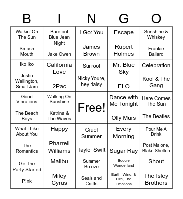 Sunny Day Bingo Card