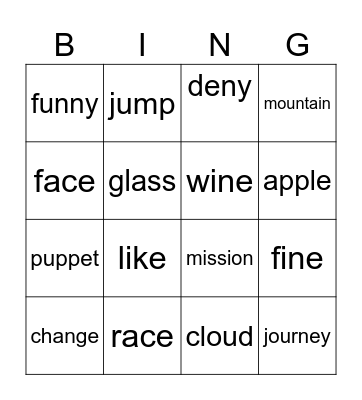 Fonetic Bingo Card