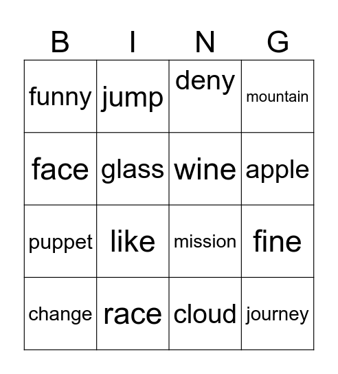 Fonetic Bingo Card