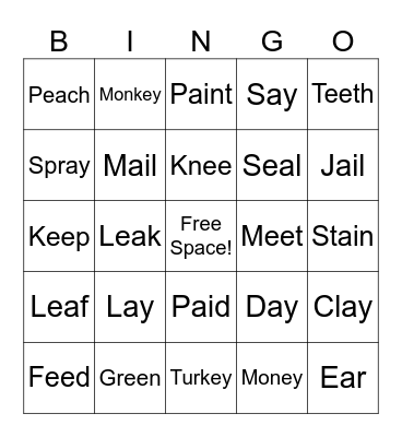 Vowel Teams! Bingo Card