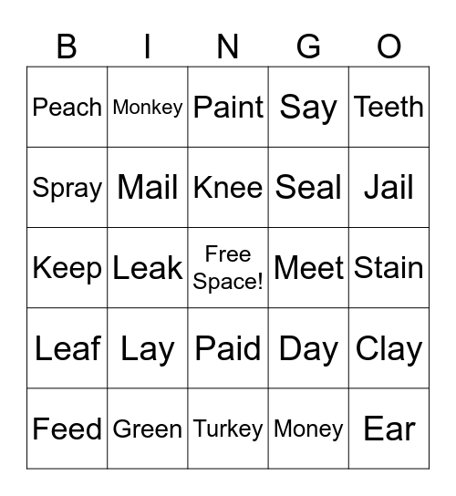 Vowel Teams! Bingo Card