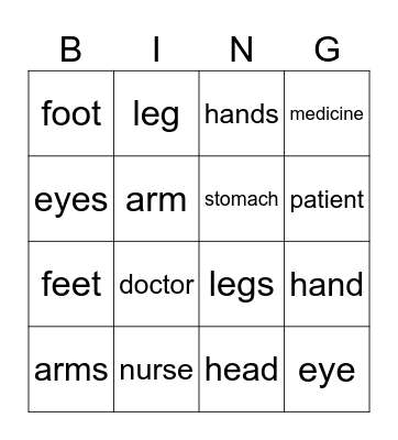 Ventures Basic Unit 4 Health Bingo Card
