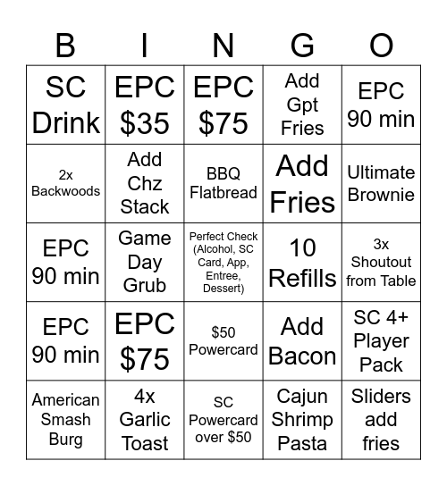 Salesmanship Bingo Card