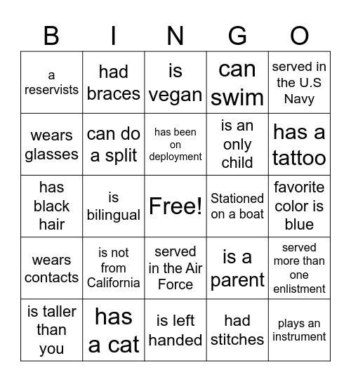 Find Someone Who....... Bingo Card