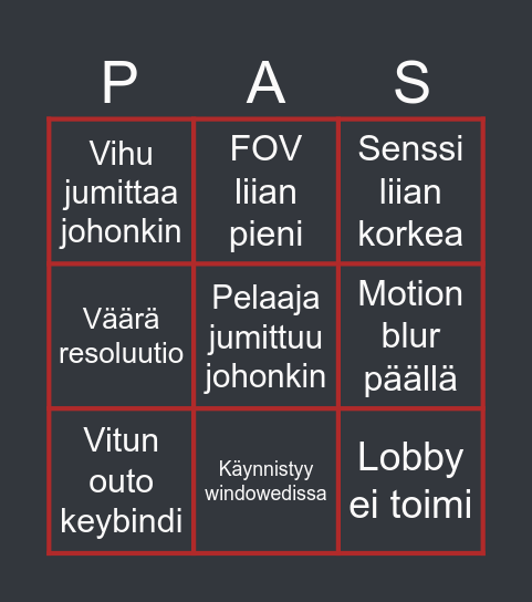 Paskapelibingo Card
