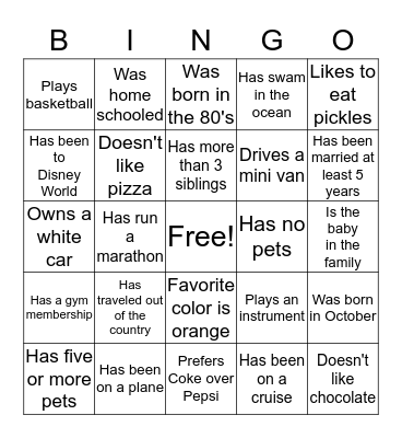 FIND SOMEONE WHO......... Bingo Card