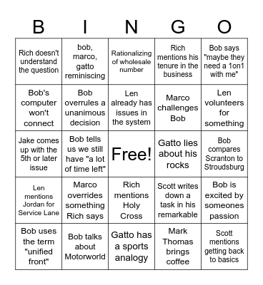 Sales L10 Bingo Card